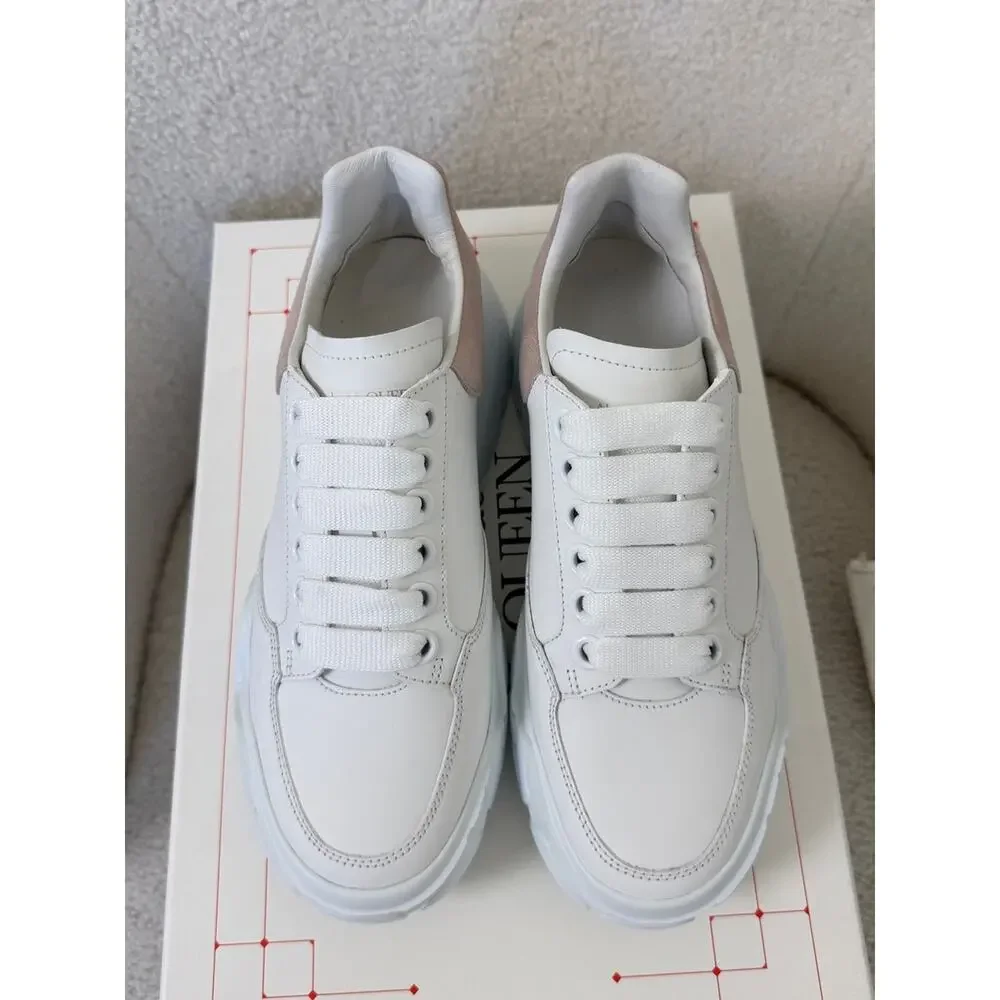 Alexander McQueen Women’s White Sneakers with Blush Accent New 39